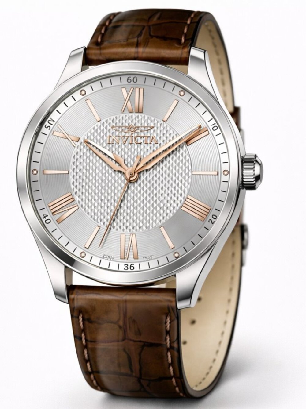 $179 Invicta Mens Celestial 43mm Quartz Genuine Brown Leather Watch 50461 NIB